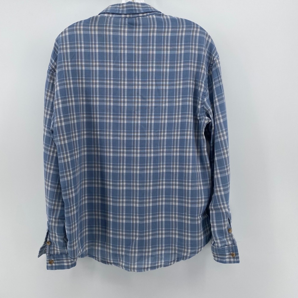 Just Polly New York Plaid Flannel Button Down Shirt Blue White Medium - Picture 3 of 5